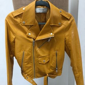 Zara leather jacket yellow color